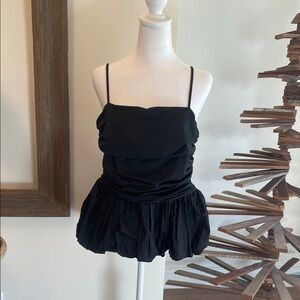 Future Collective Black Ruffled Peplum Top